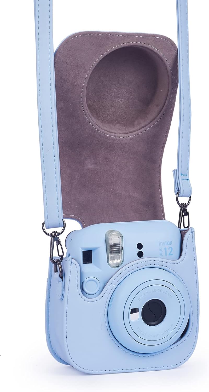 Phetium Instant mini 12 Camera Protective Case Compatible with Instax Mini 12 11,PU Leather Bag with Pocket and Adjustable Shoulder Strap (Pastel Blue) - Image 3